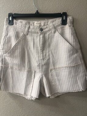 POL Cream Textured High-Rise Pocket Shorts